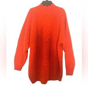 New Vintage Sostanza Ribbed Cable Knit Sweater Fire Red Pumpkin Large